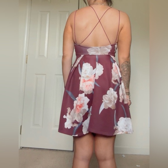 stunning papaya fit & flare burgundy bridesmaid mini dress, very gently used - Picture 3 of 4